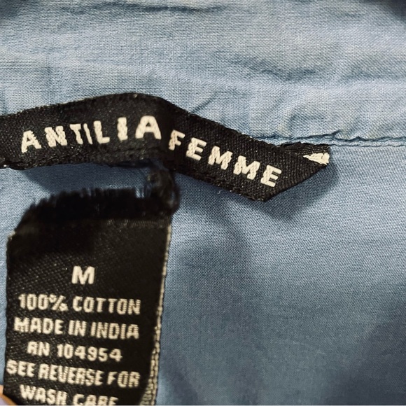 Antilia Femme Womens Short Sleeve Top Ruffle Collar 100% Cotton Size M - Picture 4 of 5